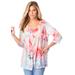 Plus Size Women's Printed 2-Piece Tank and Jacket Set by Roaman's in Multi Floral Print (Size 12)