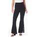 Plus Size Women's Lace-Inset Essential Stretch Yoga Pant by Roaman's in Black (Size 12)