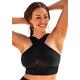 Plus Size Women's Longline High Neck Bikini Top by Swimsuits For All in Black (Size 22)