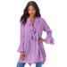Plus Size Women's Ruffle Pintuck Crinkle Tunic by Roaman's in Violet (Size 20 W)