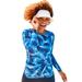 Plus Size Women's Long Sleeve Twist Front Tee by Swimsuits For All in Electric Blue Tie Dye (Size 16)