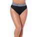 Plus Size Women's High Waist Cheeky Shirred Brief by Swimsuits For All in Black White Abstract (Size 18)