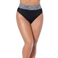 Plus Size Women's High Waist Cheeky Shirred Brief by Swimsuits For All in Black White Abstract (Size 16)