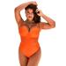 Plus Size Women's Cup Sized Mesh Underwire One Piece Swimsuit by Swimsuits For All in Papaya (Size 14 D/DD)