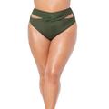 Plus Size Women's Loop Cut Out High Leg Bikini Brief by Swimsuits For All in Military (Size 20)