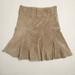 Anthropologie Skirts | Anthropologie June Skirt Suede Leather Size 14 Tan Beaded Ruffle A-Line Pleated | Color: Brown/Tan | Size: 14