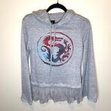Disney Tops | Disney Mulan Blouse Hood Lace Serpent Graphic Slit | Color: Gray/Red | Size: S