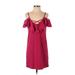 Boston Proper Casual Dress - Shift Plunge Short sleeves: Pink Print Dresses - Women's Size X-Small