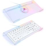 Premium Acrylic Computer Keyboard Stand 366 Kinds RGB LED Backlit Keyboard Tray Gaming Keyboard USB Interface Titled Keyboard Stand Clear Acrylic Tilted Keyboard Riser for Office Desk Home Compact