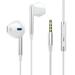 Earbuds Headphones with Microphone Noise Isolating Wired Earbuds Earphones with Powerful Heavy Bass Stereo Compatible with Android iPhone iPad Laptops MP3 and Most 3.5mm Jackï¼ˆWhiteï¼‰