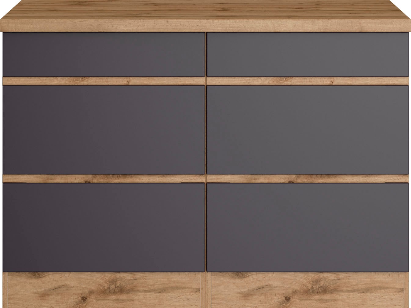 Unterschrank KOCHSTATION "KS-Riesa", grau (matt grau), B:120cm H:86cm T:60cm, Holzwerkstoff, Schränke, Breite 120 cm, MDF-Fronten Image