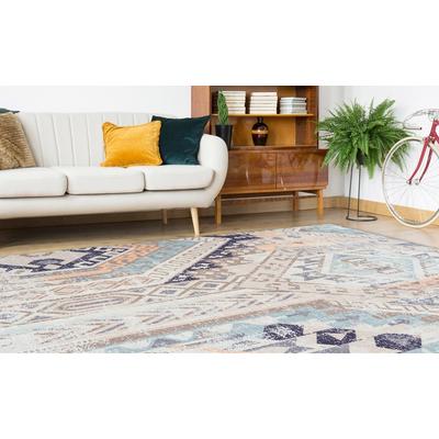 Teppich MY HOME "Ruben", bunt (multi, blau), B:160cm H:10mm L:230cm, Baumwolle, Teppiche, Vintage, dezenter Glanz, flacher Teppich, bunt, weich Image