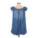 Cloth & Stone Casual Dress - Mini: Blue Print Dresses - Women's Size Small