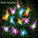 Guirxiété lumineuse papillon à fibre optique solaire à 12 LED décoration extérieure pour jardin