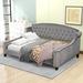 Modern Luxury Daybed with Button Tufted Upholstered Wingback and Tailored Piped Edges, Grey, Full