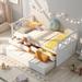Multi-Functional Daybed with 2 Large Drawers and 1 Extra Trundle, White