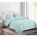 Spirit Linen Stitched Quilt Set Microfiber 3 Piece Quilt Set Microfiber in Blue | King Quilt + 2 Standard Shams | Wayfair 337591