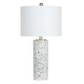 Evolution Kinsley Terrazzo Stone Table Lamp with White Shade in Multi-Color