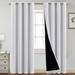 Turquoize 100% Blackout Curtains for Bedroom Thermal Insulated Blackout Curtains 52 x 96 Inch Full Light Blocking Curtains Window Drapes for Living Room with Black Liner 2 Panels Set Bleached White