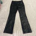 Zara Pants & Jumpsuits | Black Leather Zara Pants With Zipper At Ankle, A Bit Flared | Color: Black | Size: L