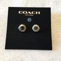 Coach Jewelry | Coach Open Circle Stone Strand Earrings Nwt | Color: Silver | Size: Approx. .5”