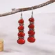 Boucles d'oreilles bohèmes en pierre naturelle pour femmes perles rouges et bleues longues bijoux