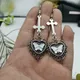 Boucles d'oreilles papillon Gothpunk pour hommes et femmes bijoux antiques en forme de croix et de