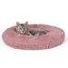 CAPHAUS 24/30 Inch Calming Donut Pet Bed for Small/Medium Cats and Dogs Anti-Slip Bottom Washable Anti-Anxiety Fluffy Round Cat Bed Indoor Shaggy Cuddler Cotton Candy Brown Light Gray Pink Bed