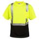 10-Pack of Cordova V451-L Cor-Brite Type R Class II Lime Birdseye Mesh T-Shirt Short Sleeves Chest Pocket 2-Inch Silver Reflective Tape Black Front Panel Large