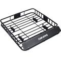 43.7 Steel Rooftop Cargo Carrier Basket Motoring Roof Rack with Rack Extension Tie Down Strap & Net for SUV Car Truck Van Universal Fit Top Mount Roof Rack for Travel Camping Black