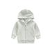 Baby Boy Girl Zip Up Hoodie Toddler Solid Color Cotton Long Sleeve Hooded Sweatshirt Jacket Coat with Pockets