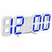 Digital LED 3D Display USB Clock Alarm Brightness Snooze Home Desk Wall Decor Blue Color