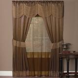 Woven Trends Halley 6 Piece Window Curtain Set Victorian Style Curtains 63 Inches Long Window In A Bag Curtain and Valance Set for Living Room and Bedroom Rod Pocket 56 x 63 Taupe