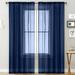Fashnice Curtains Clear Window Curtain 2 Panels Long Sheer Voile Rod Pocket Bedroom Solid White Home Decor Basic Treatments Living Room Navy Blue 2PC-W: 28 x H: 71