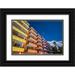 Bibikow Walter 32x23 Black Ornate Wood Framed with Double Matting Museum Art Print Titled - Spain-Canary Islands-Gran Canaria Island-Playa del Ingles-colorful balconies