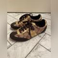 Coach Shoes | Coach Logo ‘Joss’ Style Tennis Shoes With Gold Accents, Size 6.5m, Pre-Loved | Color: Brown/Gold | Size: 6.5