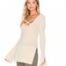 Free People Sweaters | Free People Criss Cross Tunic Long V-Neck Sweater Top Medium 6-8-10 Slit Sleeve | Color: Cream | Size: M