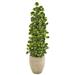 Nearly Natural 42in. Variegated Holly Leaf Artificial Tree in Sand Colored Planter (Real Touch)