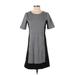 J.Crew Factory Store Casual Dress - A-Line Crew Neck Short Sleeve: Gray Marled Dresses - Women's Size 4