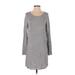 Soft Joie Casual Dress - Shift Scoop Neck Long sleeves: Gray Print Dresses - Women's Size Small