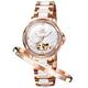 OLEVS Women's Rose Gold Automatic Watches Skeleton Mechanical Self Winding Ladies Elegant Luxury Dress Butterfly Diamond White Ceramic Band Watch Gift, Rose Gold/White, Japanese