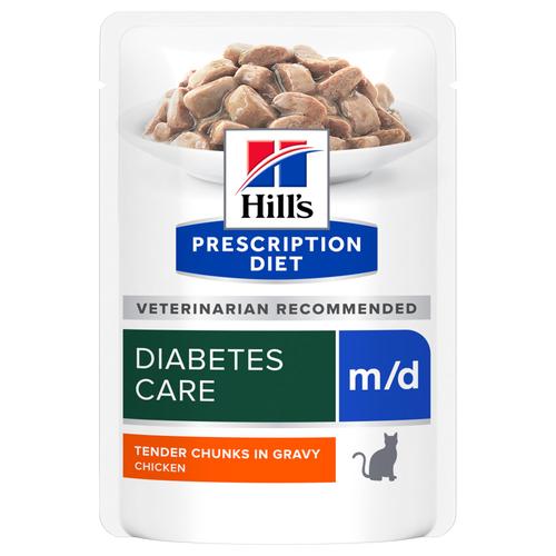 12x 85g Hill's Prescription Diet m/d mit Huhn Katzenfutter nass