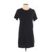 TOBI Casual Dress - Shift Crew Neck Short sleeves: Black Solid Dresses - Women's Size Small