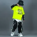 Vêtements Hip Hop pour enfants sweat à capuche vert surdimensionné streetwear short cargo noir