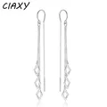 CIAXY-Boucles d'oreilles pendantes losange en argent creux pour femmes longue ligne d'oreille
