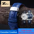 Bracelet de montre en cuir véritable pour hommes et femmes couleur bleue 12 14 16 18 19 20 21 22