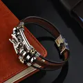 Bracelet en cuir multiple PGTibétain pour hommes style de personnalité dragon chinois cadeau de