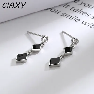 CIAXY-Boucles d'oreilles losange noir géométrique pour femme bijoux d'oreille clous d'oreille