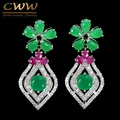 CWWZircons – boucles d'oreilles en zircon cubique pour femme bijoux élégants couleur or blanc