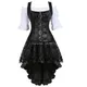 Robe Corset Bustier en Cuir Noir Costume Sexy Burlesque Grande Taille Steampunk Lingerie 3